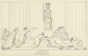 Zeven Hoofden tegen Thebe door John Flaxman